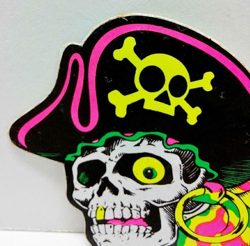 Vintage 80’s Sticker Neon Colourful Skull F/S (A807)