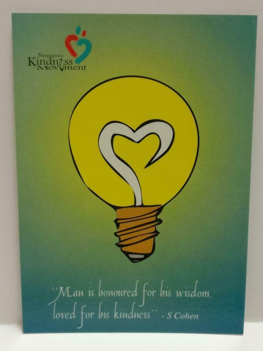 LUCKYPIGEON888 Singapore Kindness Movement Heart Lightbulb Postcard (E0268)