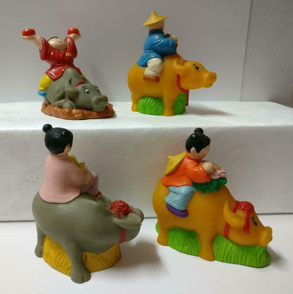Singapore McDonalds Chinese New Year Girl Boy Ox Figure Toys x4 F/S (FTY005) *25