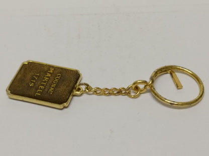 Vintage Cognac Martell 1715 Liquor Gold Tone Metal Keychain Keyring F/S (B687)