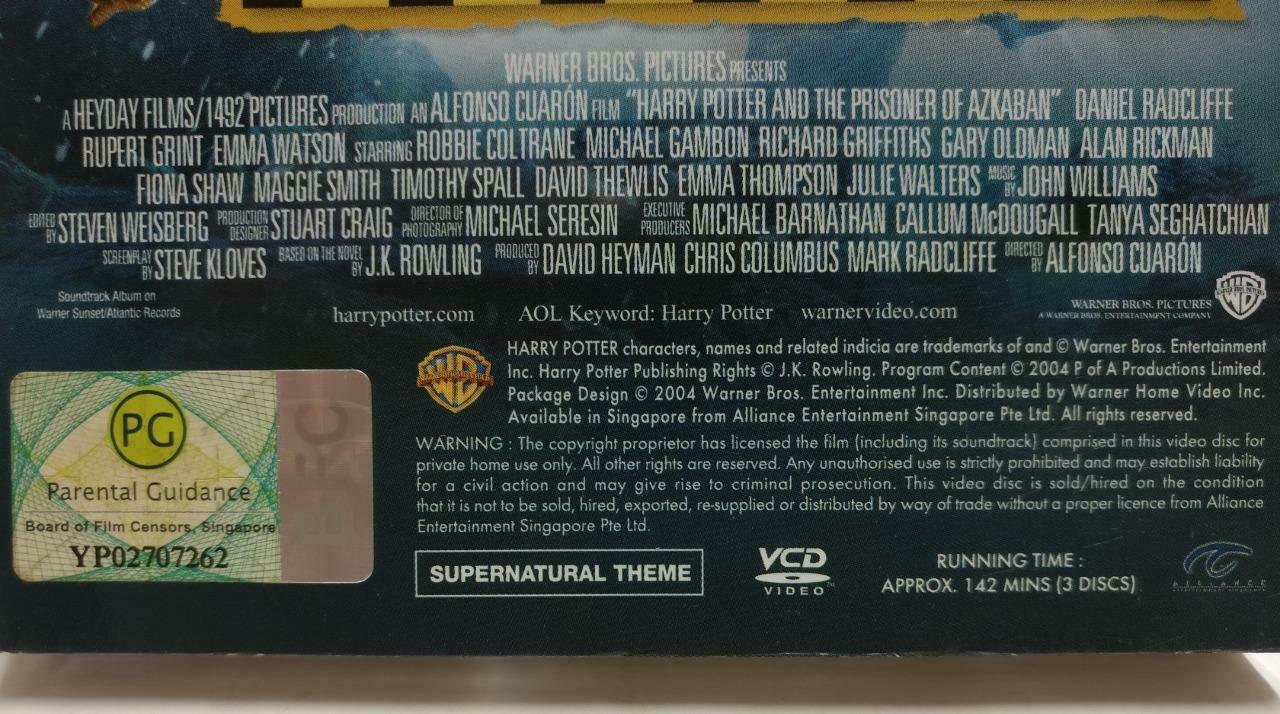 Harry Potter & The Prisoner Of Azkaban 2004 Singapore English 3x VCD CD1169 F