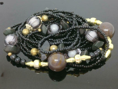 CJ888 Vintage Beautiful Flower Round Beads Women Art Necklace F/S (J585)