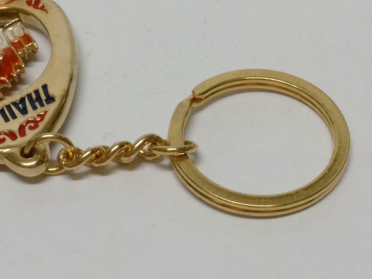 LP888 Thailand Bangkok Marble Temple Souvenir Gold Tone Keychain Keyring F/S  (B759)