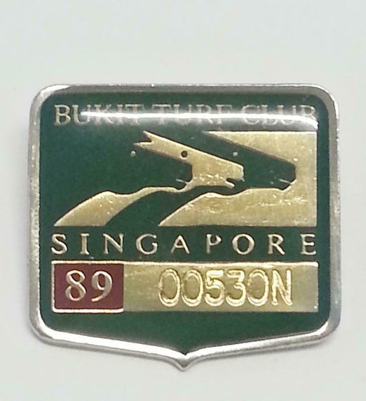 Rare Vintage Singapore Bukit Turf Club Horse Racing Number Pin Badge F/S (B150)