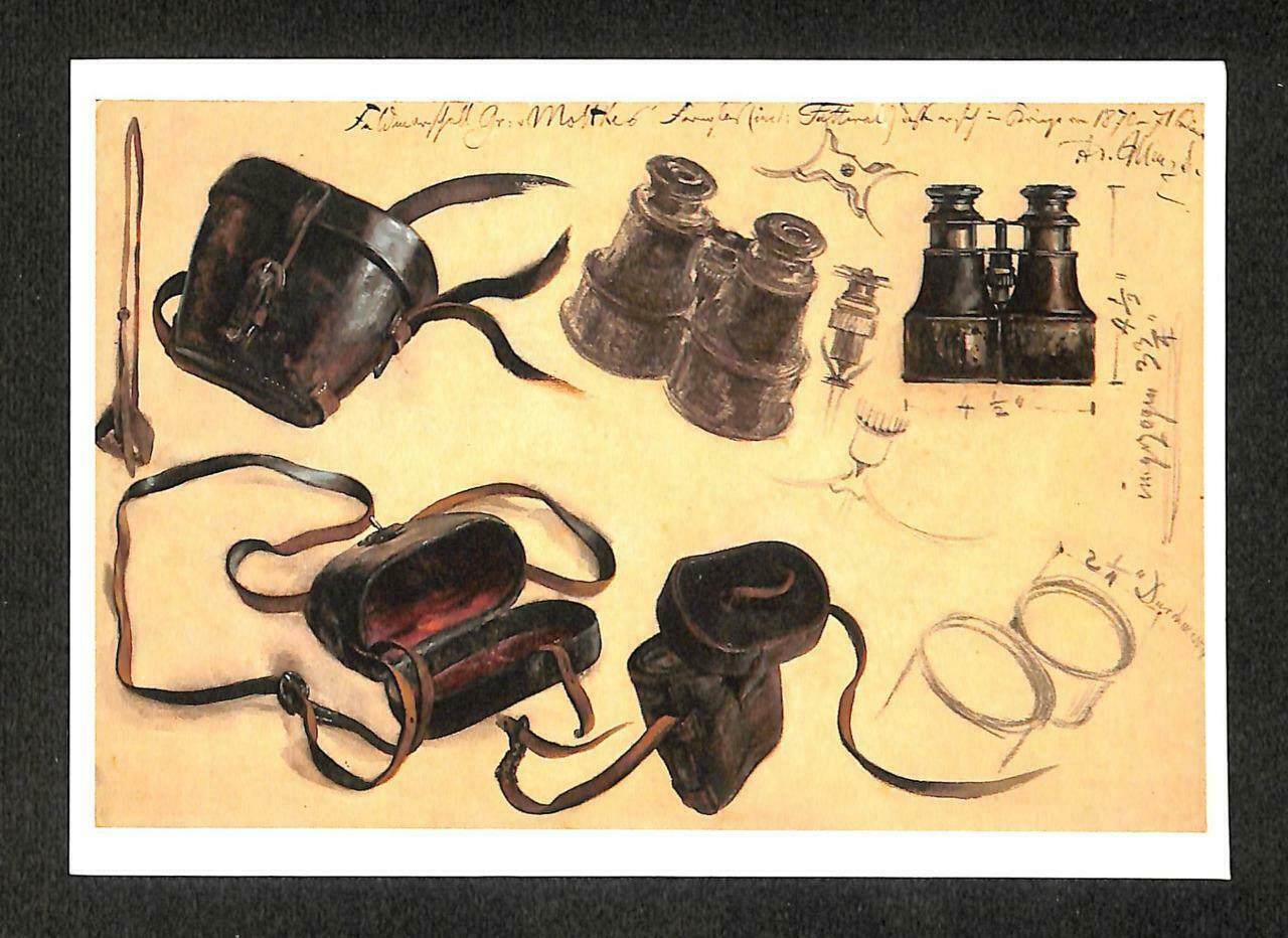 LUCKYPIGEON Adolph Menzel Vintage Binoculars Paris Postcard (C1647)