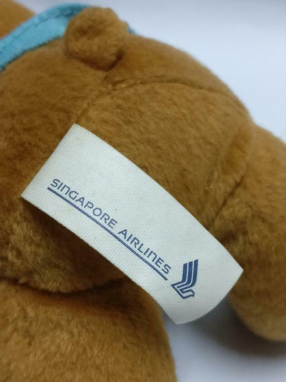 Singapore Airlines SIA Blue Shirt Brown Teddy Bear 5" Plush Toy F/S (PTY050)