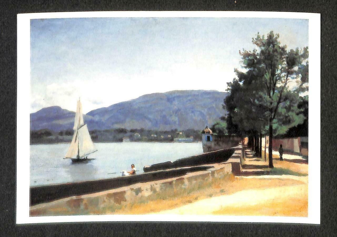 LUCKYPIGEON Landscape Boat Mountain Jean-Baptiste Camille Corot Postcard (C1704)