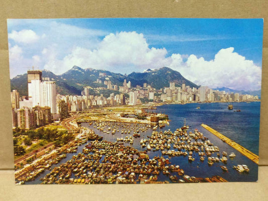 LUCKYPIGEON Victoria Hong Kong Wonderful View Boats Buildings Postcard (C1938)