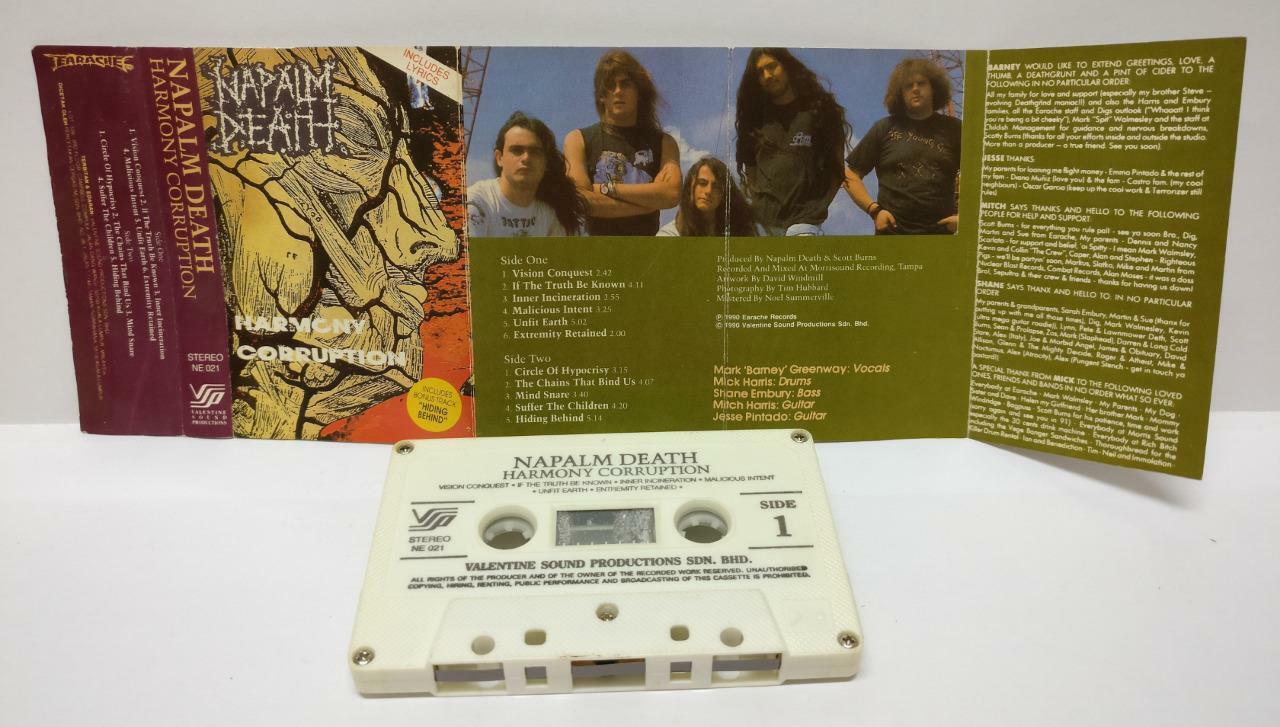 Napalm Death Harmony Death 1990  Rare  Malaysia Cassette (CT205)