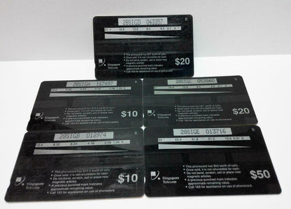 Used Vintage Singapore Phone Cards x5 Fishes Buttlefly Clown Grey Angel (A424)