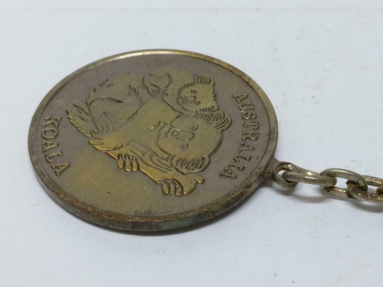 Vintage Australia Cute Koala Bear Bronze Souvenir Keychain Keyring F/S (B695)