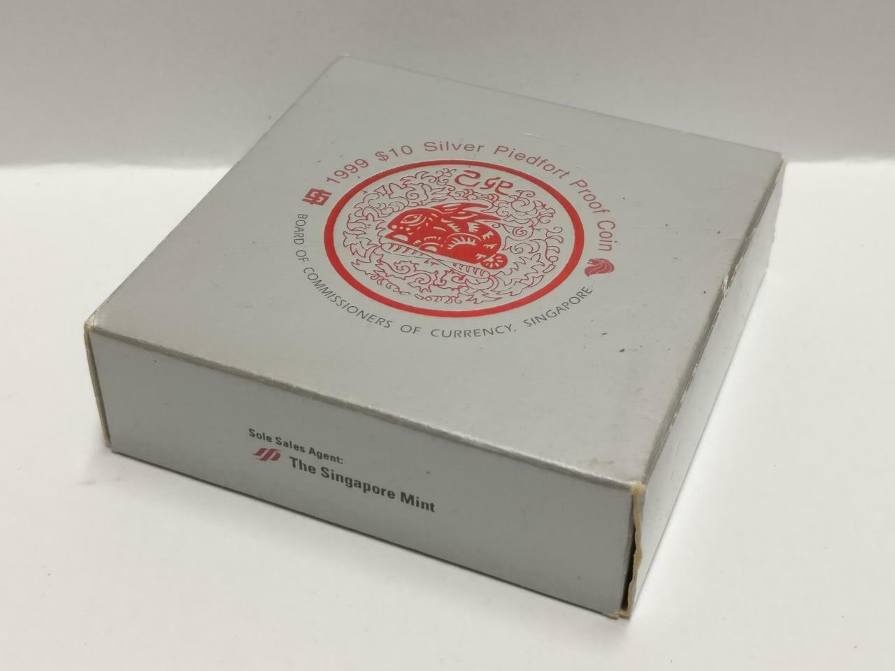 Singapore $10 Rabbit 1999 Proof 2 OZ Silver Coin With Box & Cert (C048b)