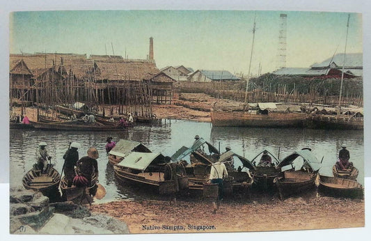 Singapore Native Sampan Boat People Vintage Singapore Postcard Reprint (AC121)