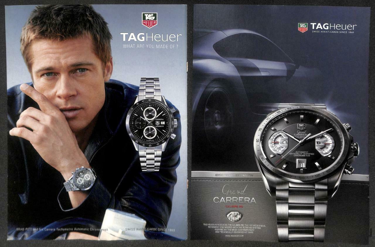 Tag Heuer Tiger Woods Brad Pitt Lewis Hamilton Magazine Print Ad x 8 (P919)