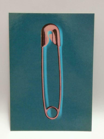 LUCKYPIGEON888 Huge Safety Pin Pink Green Singapore Ad Postcard (E0050)