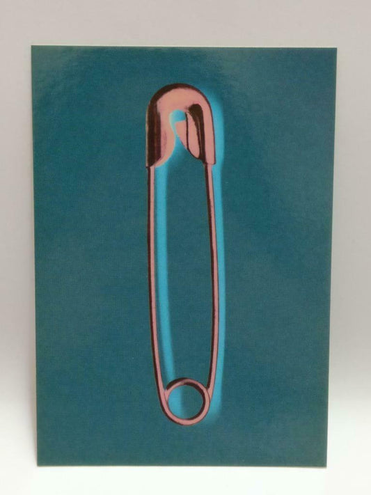 LUCKYPIGEON888 Huge Safety Pin Pink Green Singapore Ad Postcard (E0050)