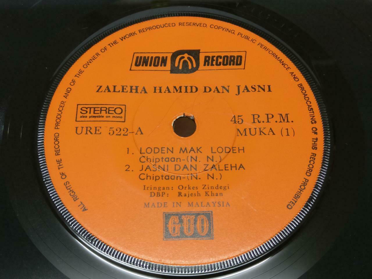 Malay Zaleha Hamid Dan Jasni Loden & Rare Orkes Zindegi Band Malaysia 7" EP 317