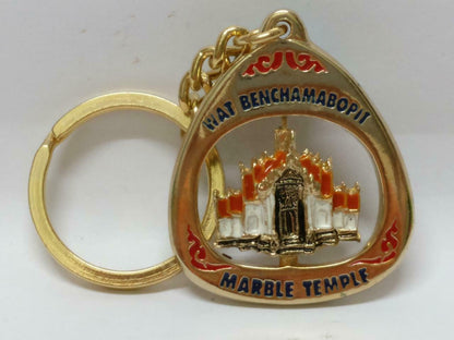 LP888 Thailand Bangkok Marble Temple Souvenir Gold Tone Keychain Keyring F/S  (B759)