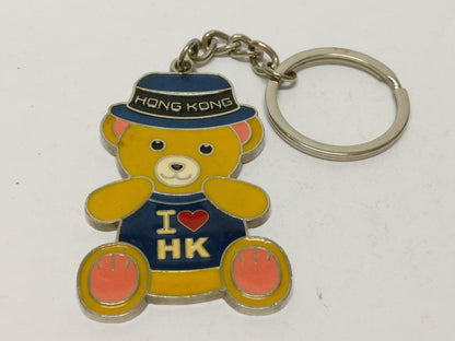 LP888 Vintage I Love Hong Kong Cute Bear With Hat Metal Keyring Keychain F/S (B784)