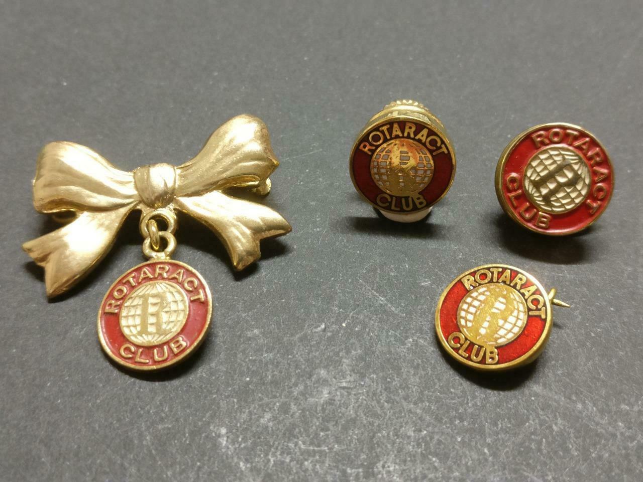 Vintage Rotaract Club Gold Tone 4 x Mini Pin Badge Button F/S B880