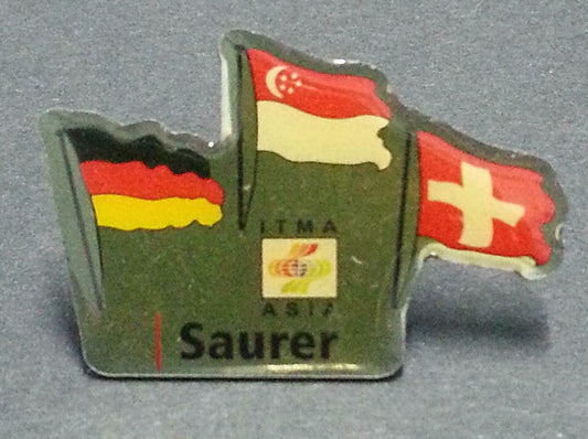 Saurer ITMA Asia Flags Mini Pin Badge (B263)