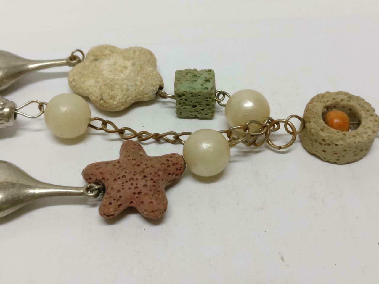 LP888 Rare Vintage Star Faux Pearl Flower Bag Multi Charms Keychain Keyring F/S (B834)