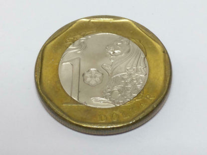 Vintage Singapore One Dollar $1 Coins Bimetal Coins x10 (A1856)