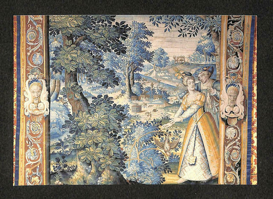 LUCKYPIGEON Chateau De Chambord Birds Tree Animals Painting Postcard (C1589)