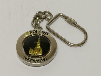 LP888 Vintage Poland Wroclaw Metal Silver Tone Souvenir Keychain Keyring F/S (B694)