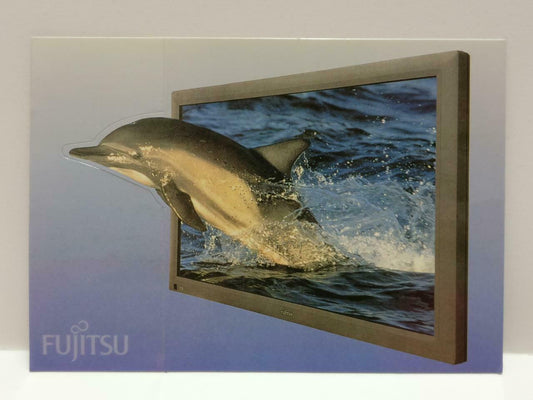 LUCKYPIGEON888 Fujitsu Plasmavision TV Dolphin Sea Singapore Ad Postcard (E0144)