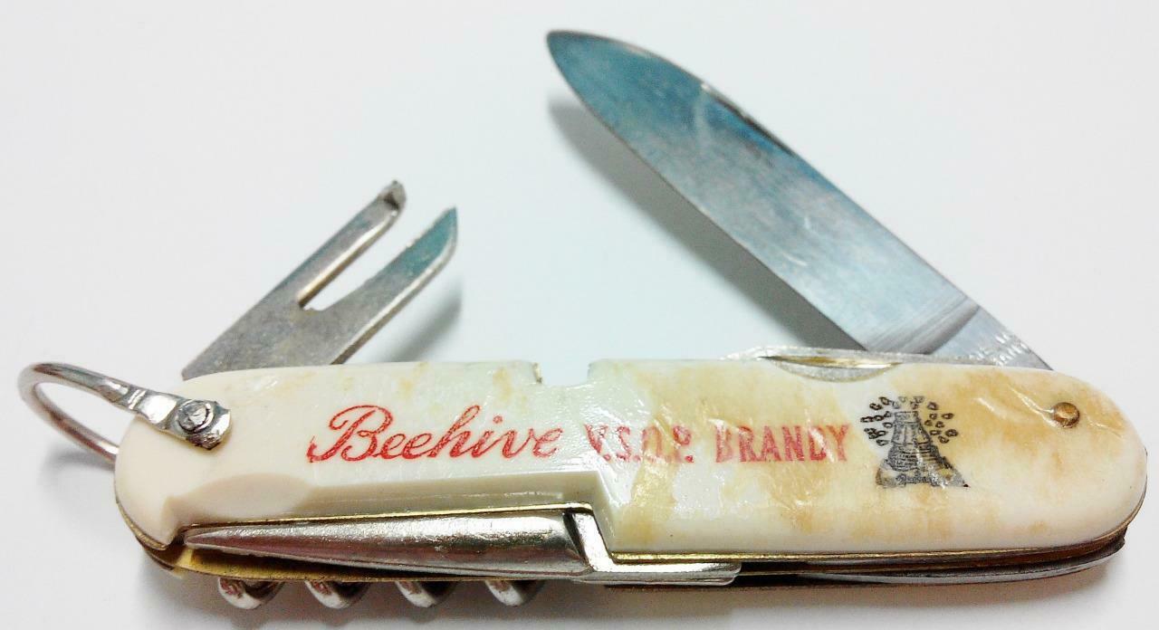 Vintage VSOP Brandy Cognac Asian Promo Pocket Camping Knife Beer Opener (A400)