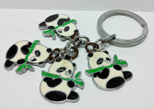 Vintage China Chinese Panda 熊猫 Souvenir Keyring Keychain Key Chain F/S (B357)