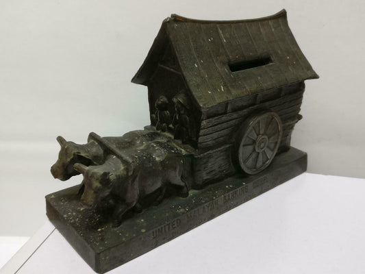 Mega Rare 70s Vintage United Malayan Banking Corp UMBC Coin Bank Buffalo (A1655)