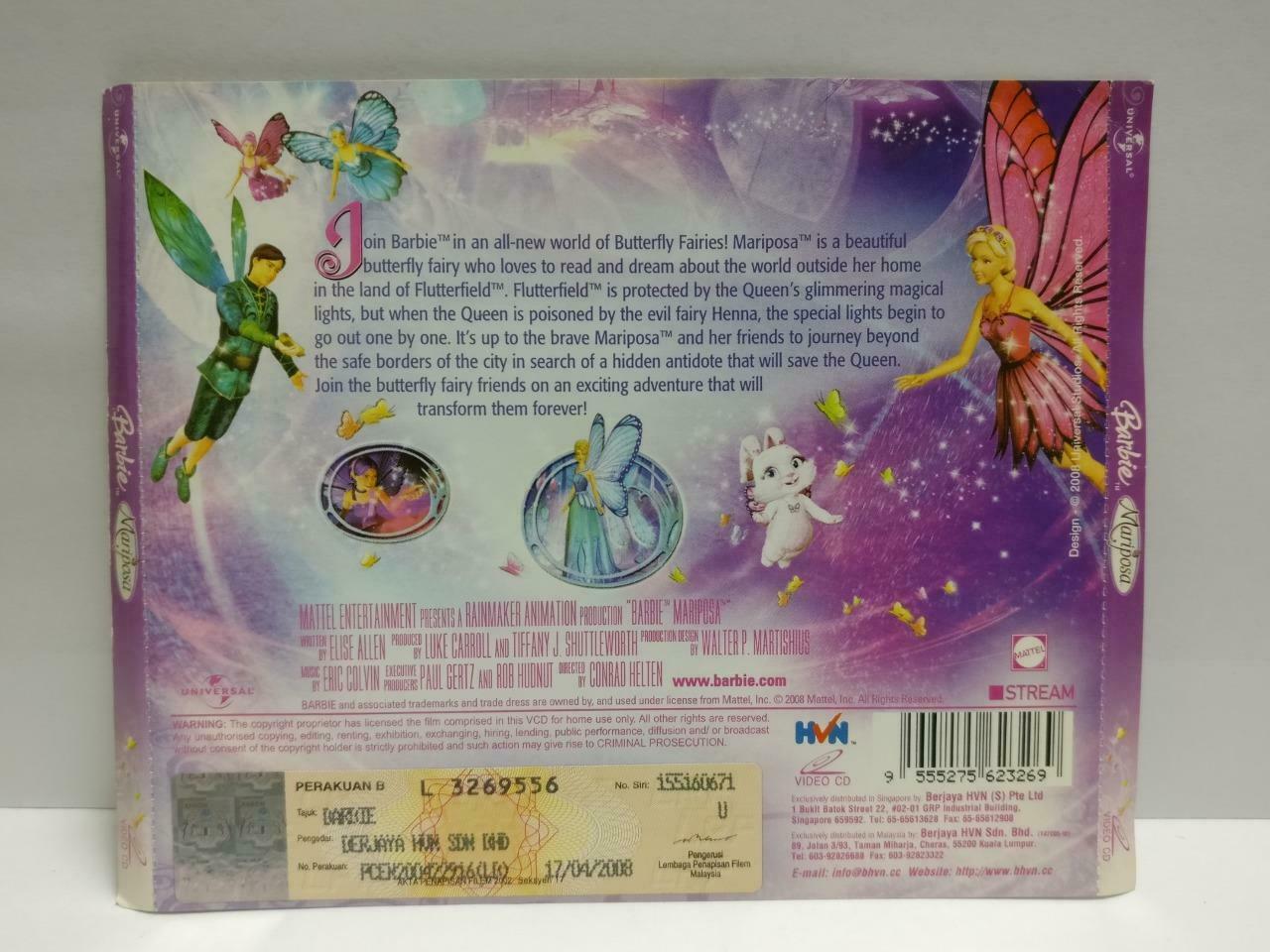 Cartoon Animated Movie Barbie Mariposa Singapore English Video cd VCD CDS090