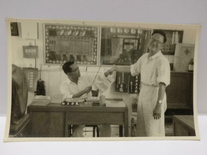 Asian Chinese Teacher Scolding Student In Staff Room Portrait B&W Photo (P388)