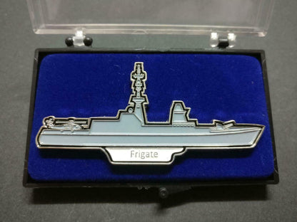 Vintage Singapore Navy FRIGATE Silver Tone Pin Badge Button With Box B960