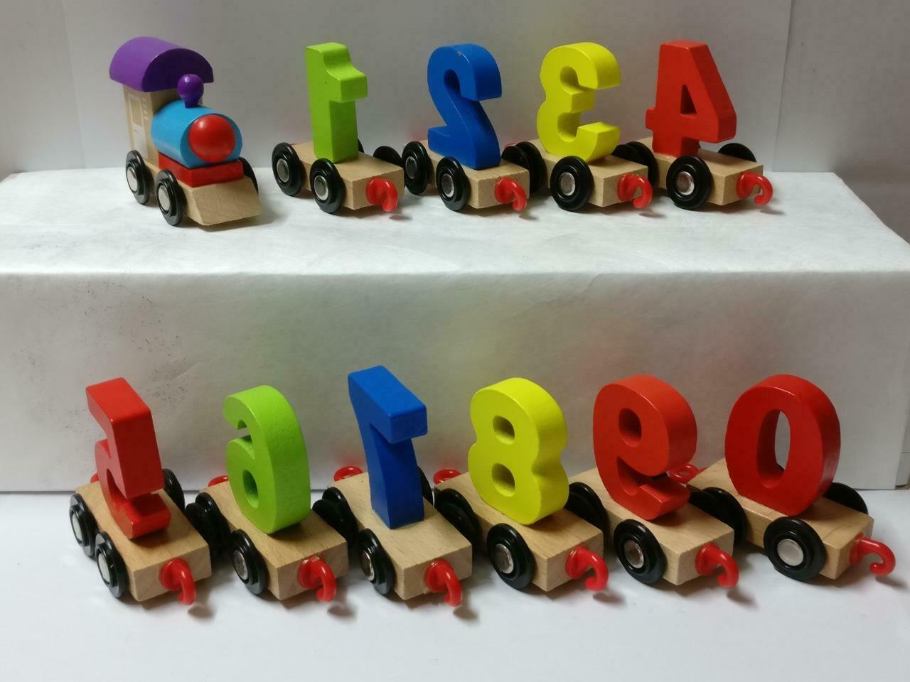 Colourful Wooden Number Train Set Math Figure Toys x11 Lot F/S (FTY017) *35