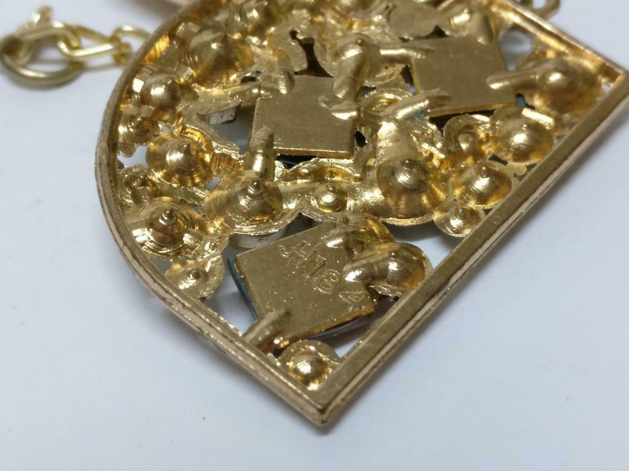 LP888 Vintage Letter D Rhinestones & Faux Pearl Gold Tone Keychain Keyring F/S (B713)
