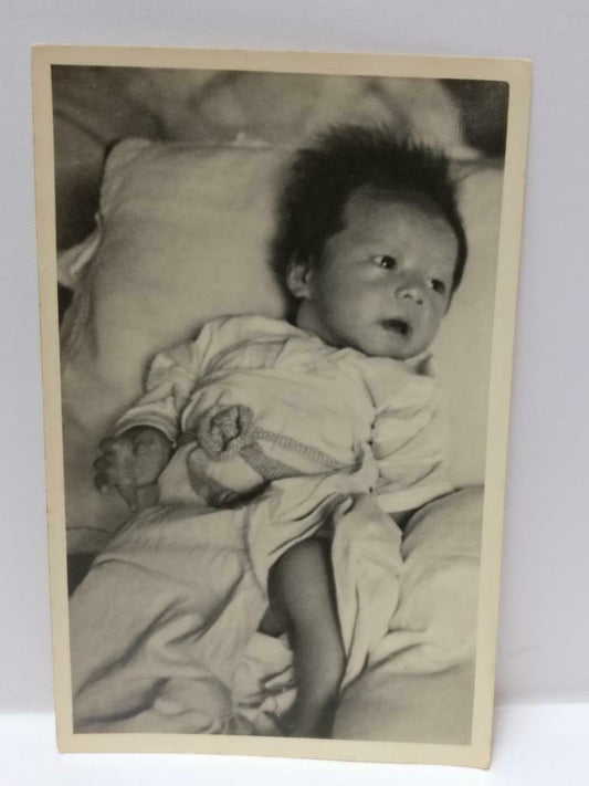 1950 Vtg Asian Chinese Cute Toddler Baby Rosette Robe Portrait B&W Photo P292