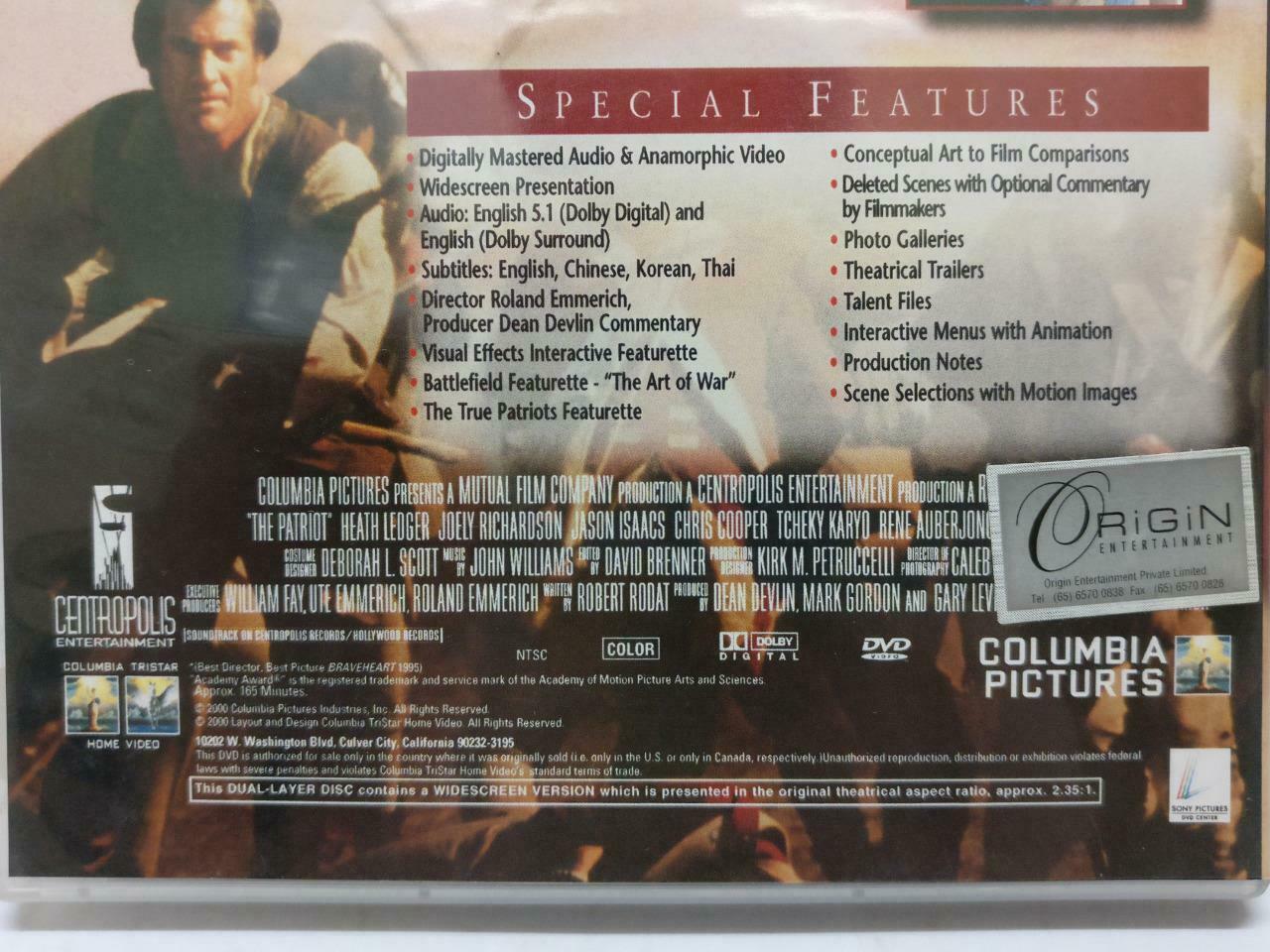 The Patriot Mel Gibson Movie Rare 2000 USA DVD Eng Sub R3 (DVD068)