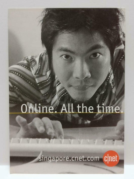 LUCKYPIGEON888 Cnet Man Using Computer Keyboard Singapore Ad Postcard (E0131)