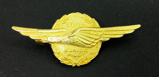 Rare Vintage Thai Airline Thailand Junior Hostess Gold Color Pin Badge (A080)