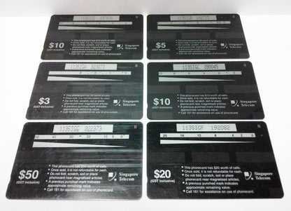 Used Vintage Singapore Phone Cards x6 Insects Locust Beatles Bugs Bee (A439)