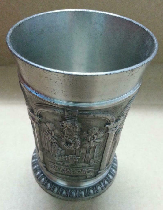 Rare Singapore Tumasek Pewter Merlion Raffles Lion Dance Cup Mug (A1240)