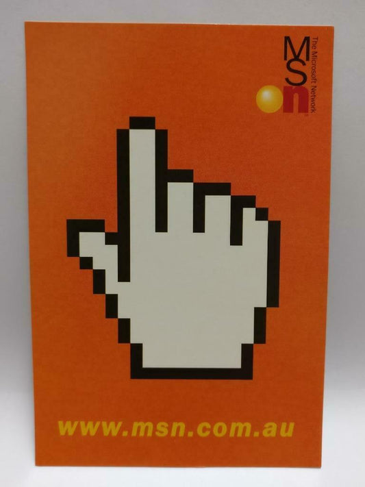 LUCKYPIGEON888 The Microsoft Network Finger Orange Australia Ad Postcard (E0045)