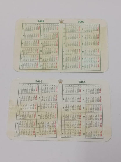 Vintage Rolex 1999 To 2004 Calendar Card x5 F/S (A2419)