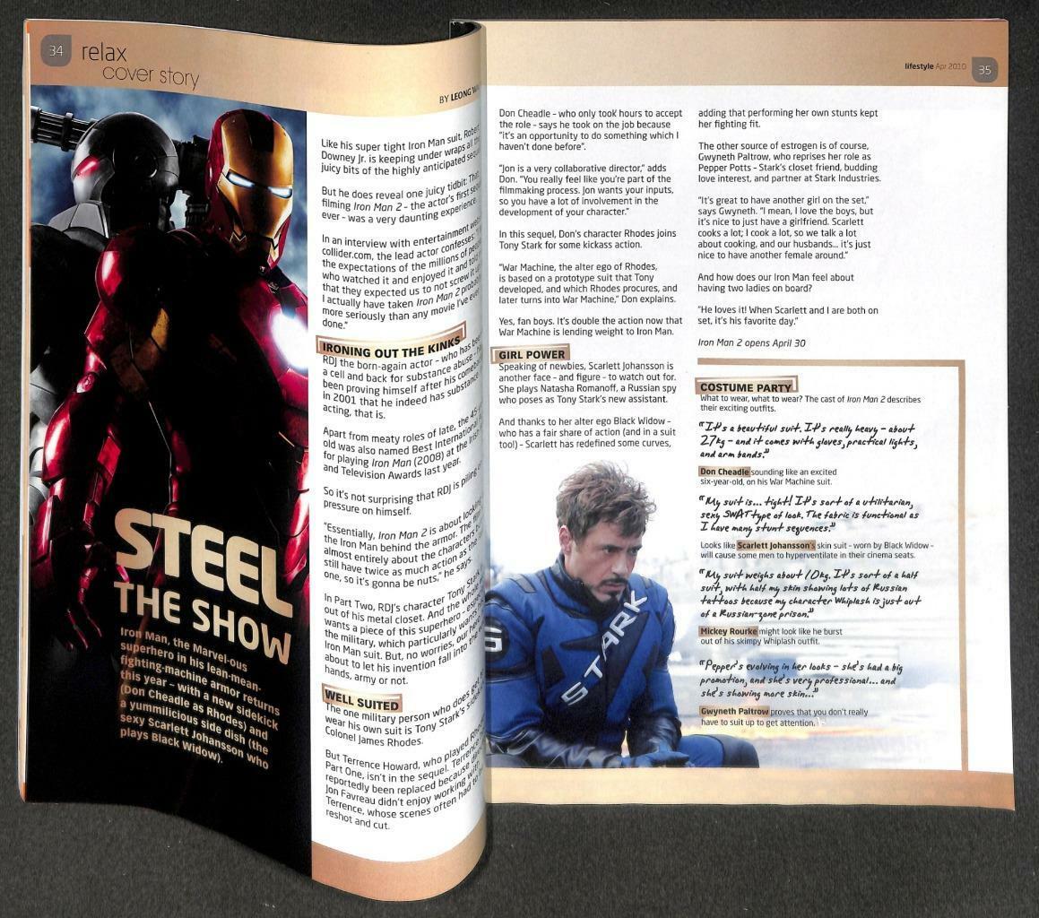 Singapore Life Style Magazine Movie Iron Man 2 Robert Downey Jr. April 2010 M002