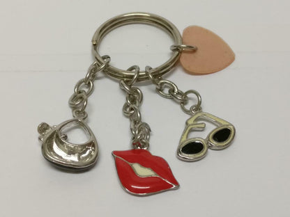 LP888 Vintage Ladies Accessories Bag Sunglass Lips Metal Keychain Keyring F/S (B646)