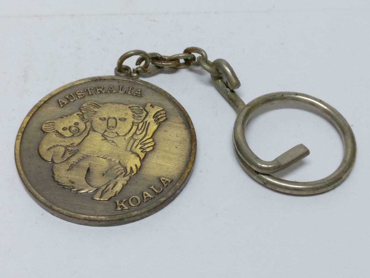 Vintage Australia Cute Koala Bear Bronze Souvenir Keychain Keyring F/S (B695)