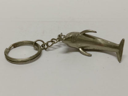 LP888 Rare Vintage Cute Dolphin Metal Silver Tone Souvenir Keychain Keyring F/S B688